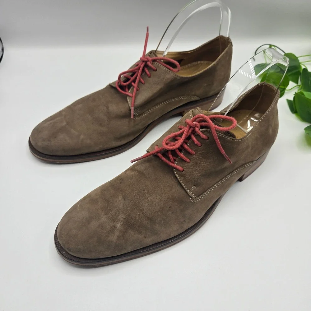 Cole Haan Derby Brown Nubuck Red Lace Up Oxford MENS 10.5 Casual Office Wear